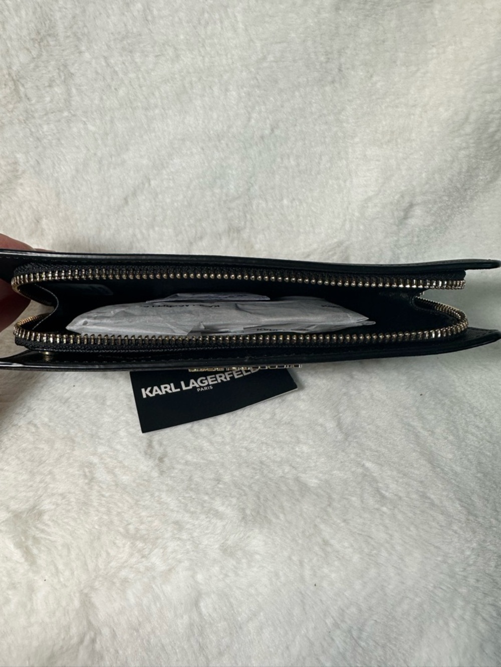 Karl Lagerfeld Black Wallet with Gold Logo and Silver Icon Charm - Picture 6 of 6